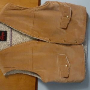 Vintage cal jac usa western style fleece vest  tan and cream unisex med-lrge